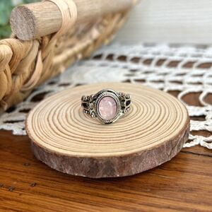 Paparazzi Pink Rose Quartz‎ Stone Silver Tone Filigree Stretch Statement Ring